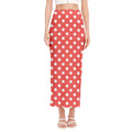 Pastel Red And White Polka Dot Print Side Slit Maxi Skirt