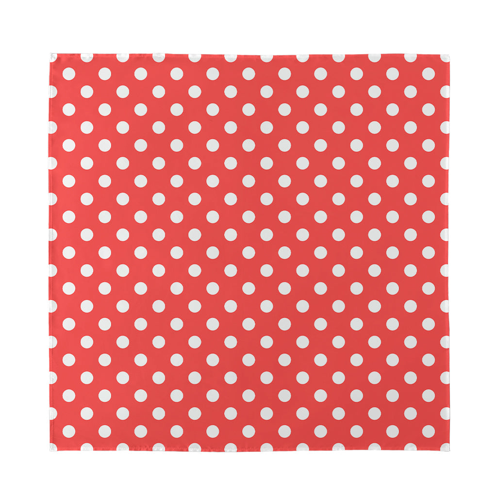 Pastel Red And White Polka Dot Print Silk Bandana