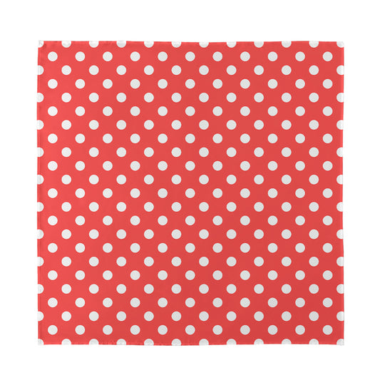 Pastel Red And White Polka Dot Print Silk Bandana