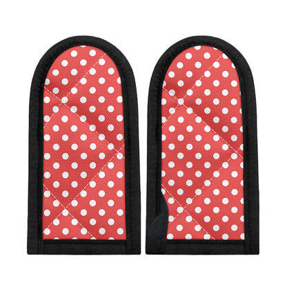 Pastel Red And White Polka Dot Print Skillet Handle Cover