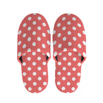 Pastel Red And White Polka Dot Print Slippers