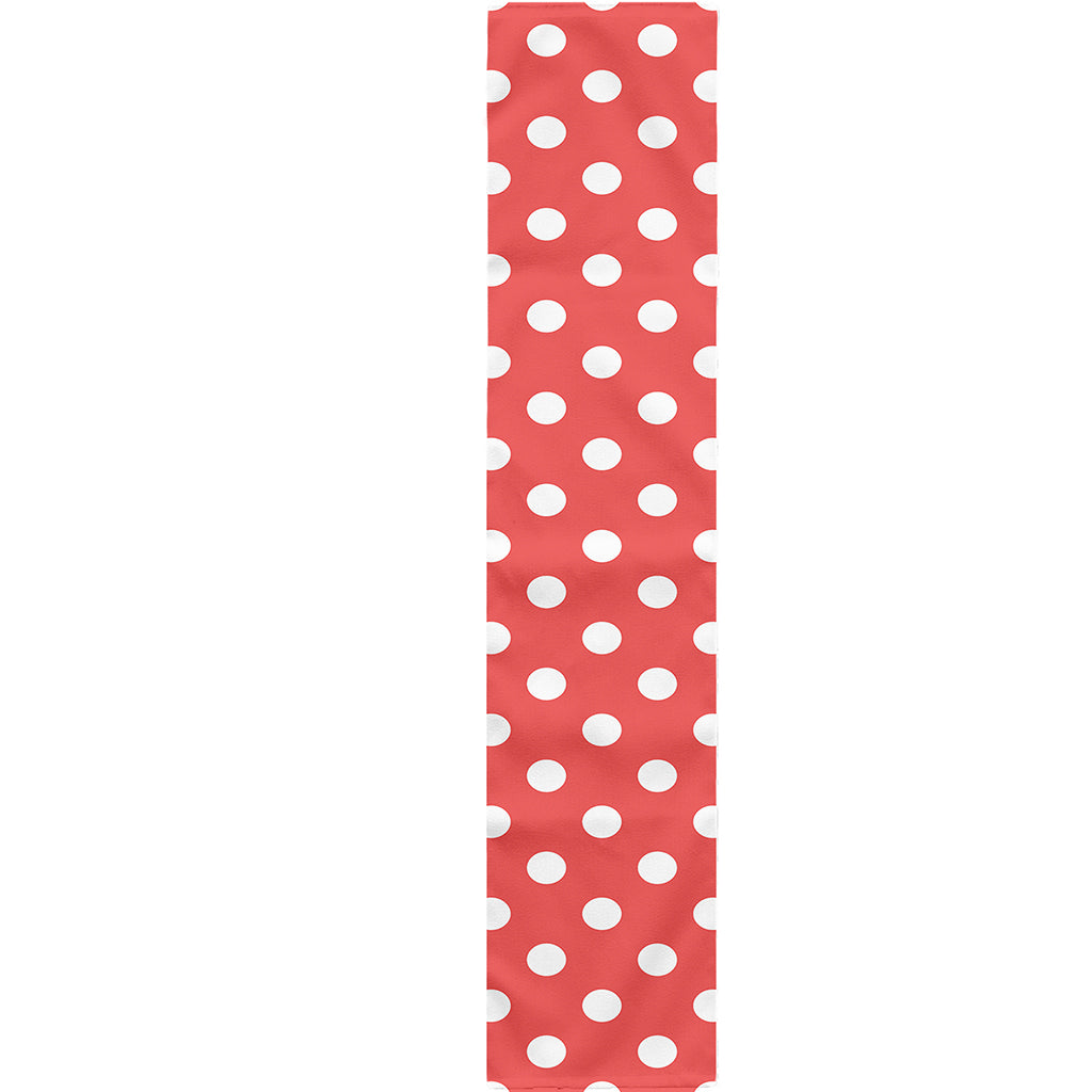 Pastel Red And White Polka Dot Print Table Runner