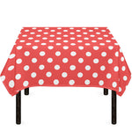 Pastel Red And White Polka Dot Print Tablecloth