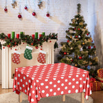 Pastel Red And White Polka Dot Print Tablecloth