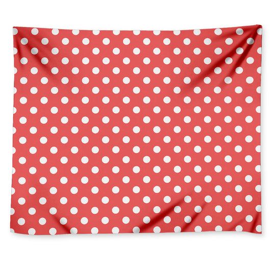 Pastel Red And White Polka Dot Print Tapestry
