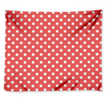 Pastel Red And White Polka Dot Print Tapestry