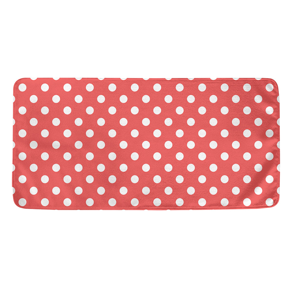 Pastel Red And White Polka Dot Print Towel