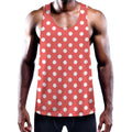 Pastel Red And White Polka Dot Print Men's Workout Tank Top
