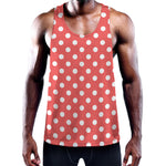 Pastel Red And White Polka Dot Print Training Tank Top