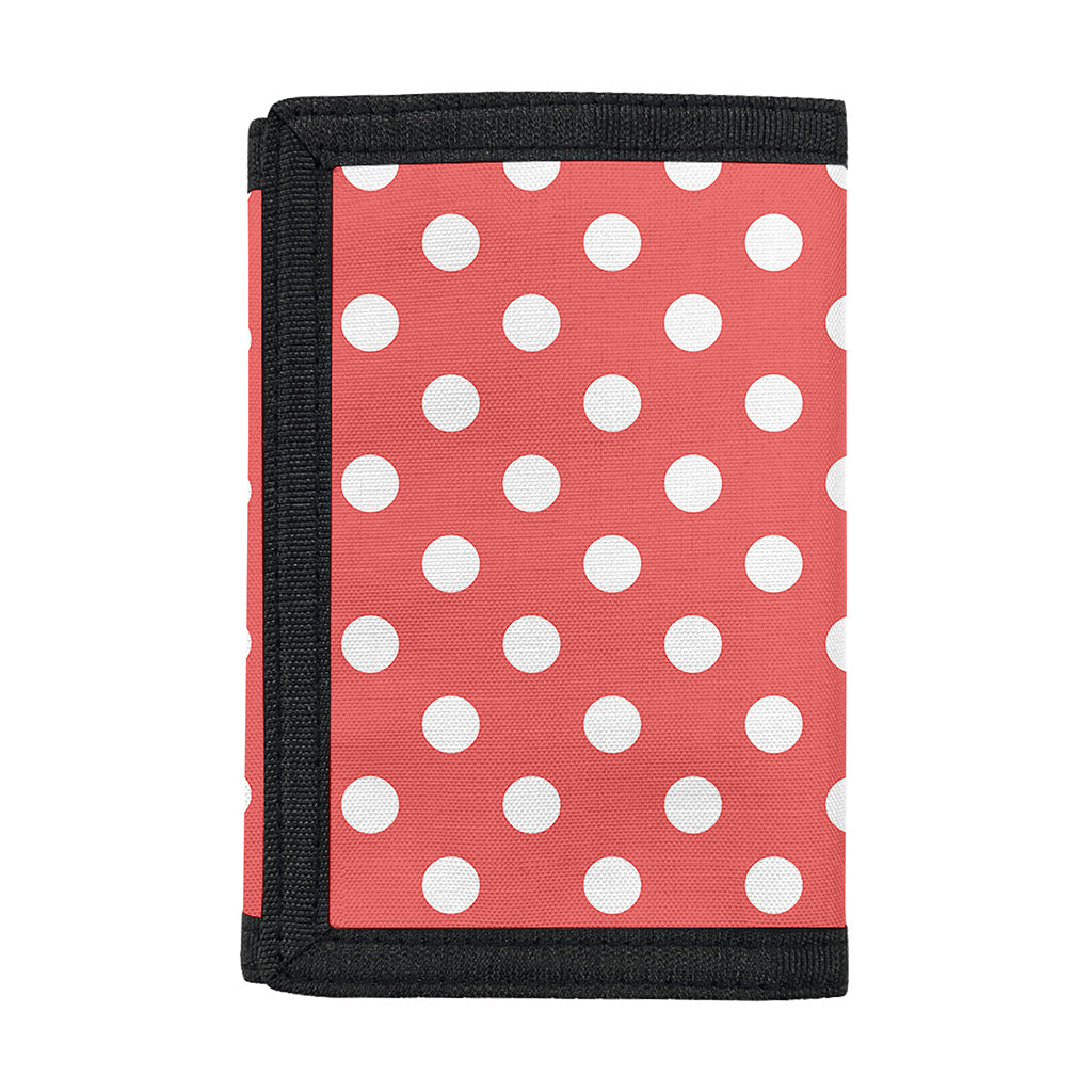 Pastel Red And White Polka Dot Print Trifold Wallet