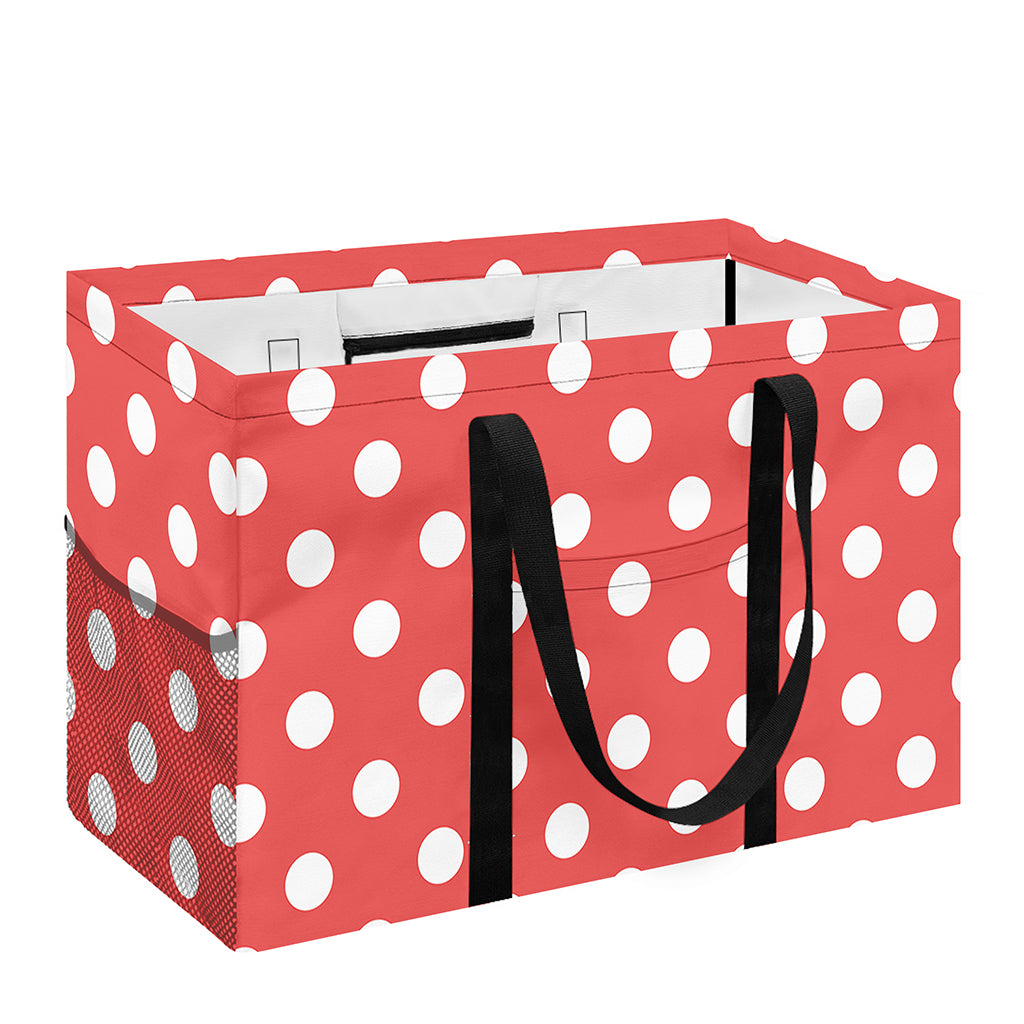 Pastel Red And White Polka Dot Print Utility Tote Bag
