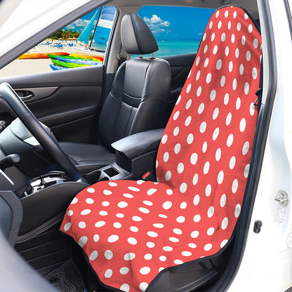 Pastel Red And White Polka Dot Print Waterproof Car Seat Cover