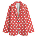 Pastel Red And White Polka Dot Print Women's Blazer