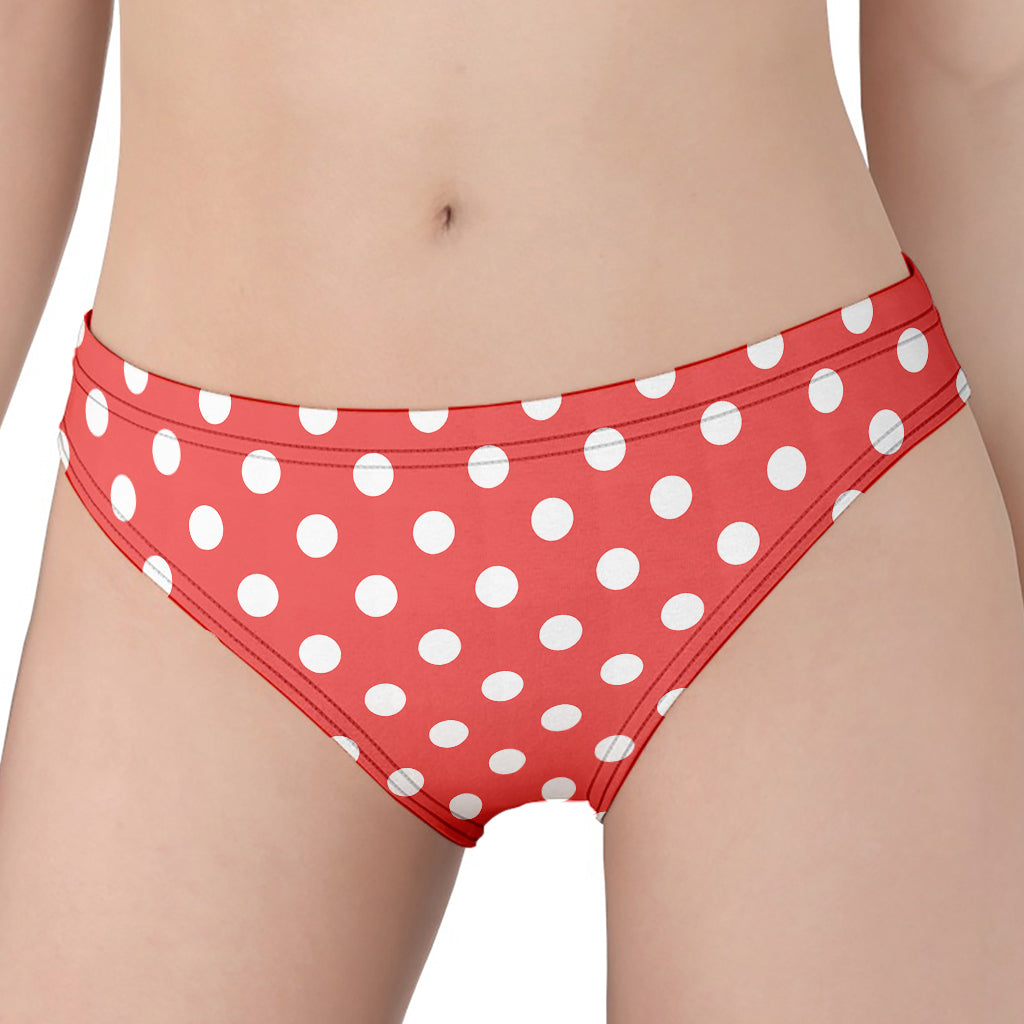 Pastel Red And White Polka Dot Print Women's Panties