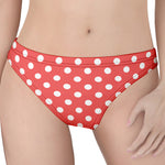 Pastel Red And White Polka Dot Print Women's Thong