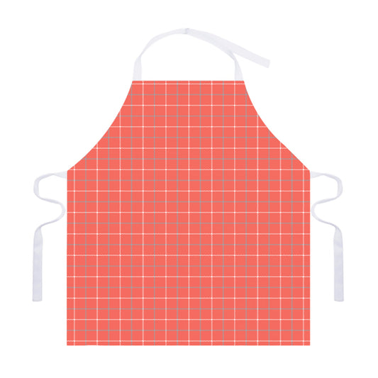Pastel Red Tattersall Pattern Print Adjustable Apron