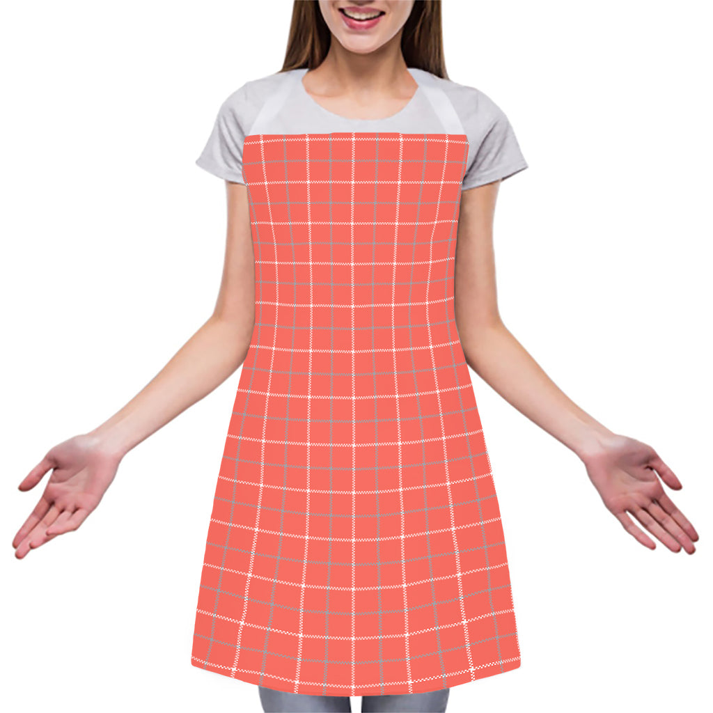 Pastel Red Tattersall Pattern Print Adjustable Apron