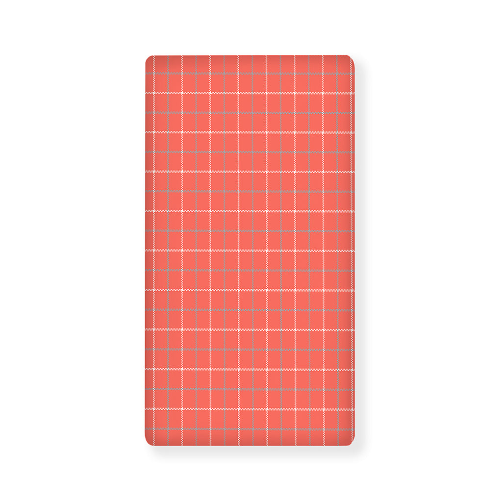 Pastel Red Tattersall Pattern Print Baby Crib Sheet