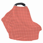 Pastel Red Tattersall Pattern Print Baby Seat Cover