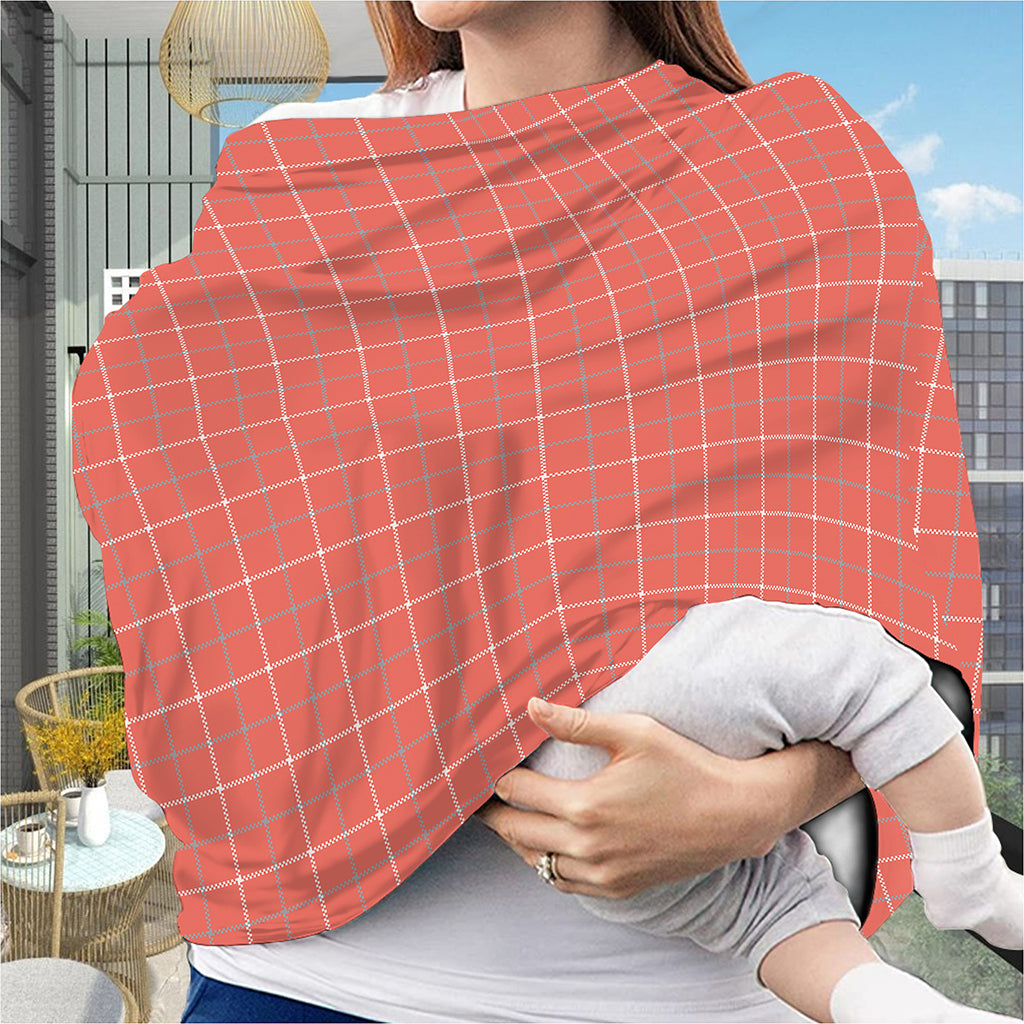Pastel Red Tattersall Pattern Print Baby Seat Cover