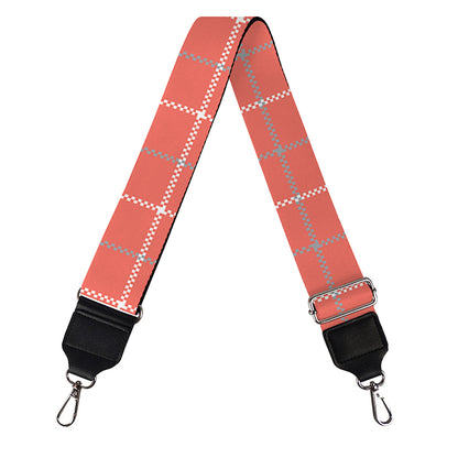 Pastel Red Tattersall Pattern Print Bag Strap