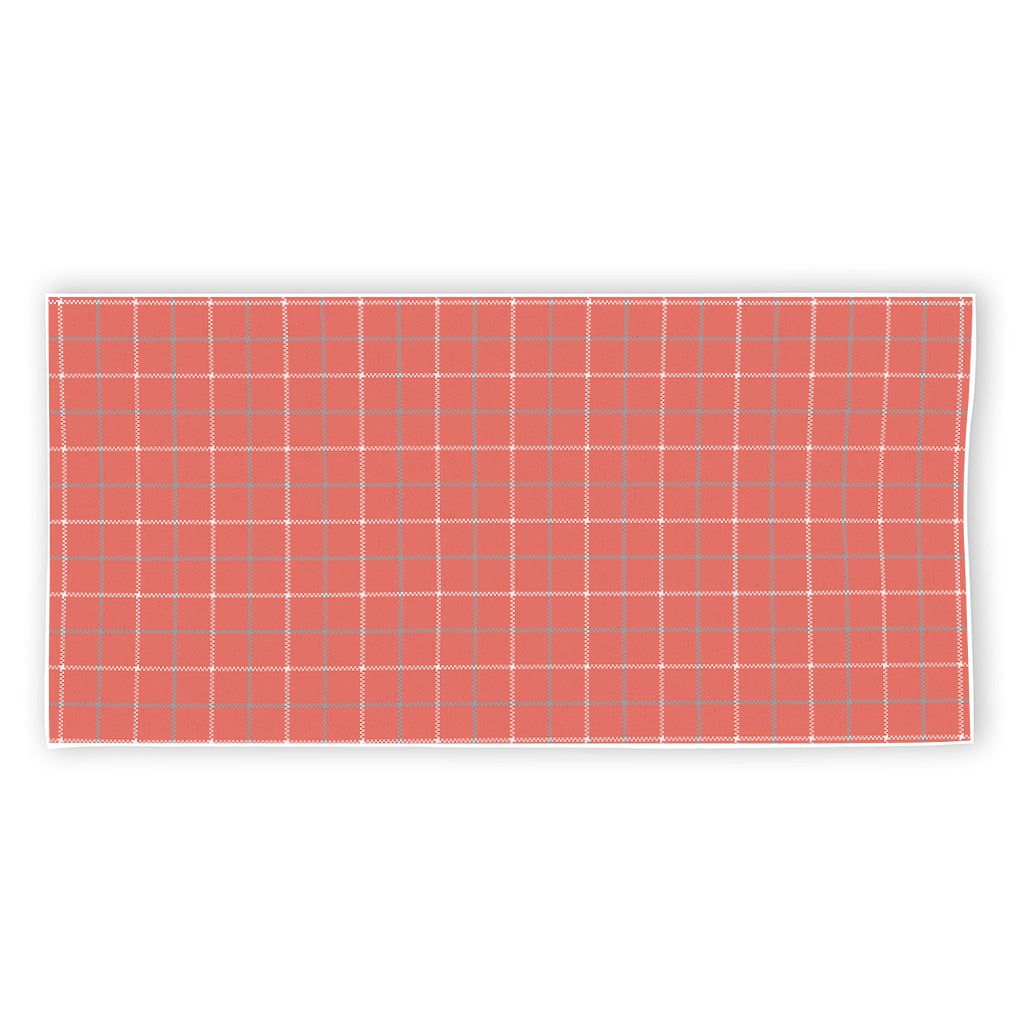 Pastel Red Tattersall Pattern Print Beach Towel