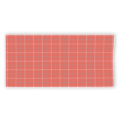 Pastel Red Tattersall Pattern Print Beach Towel
