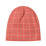 Pastel Red Tattersall Pattern Print Beanie