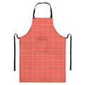 Pastel Red Tattersall Pattern Print Bib Apron With Pocket