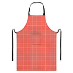 Pastel Red Tattersall Pattern Print Bib Apron With Pocket
