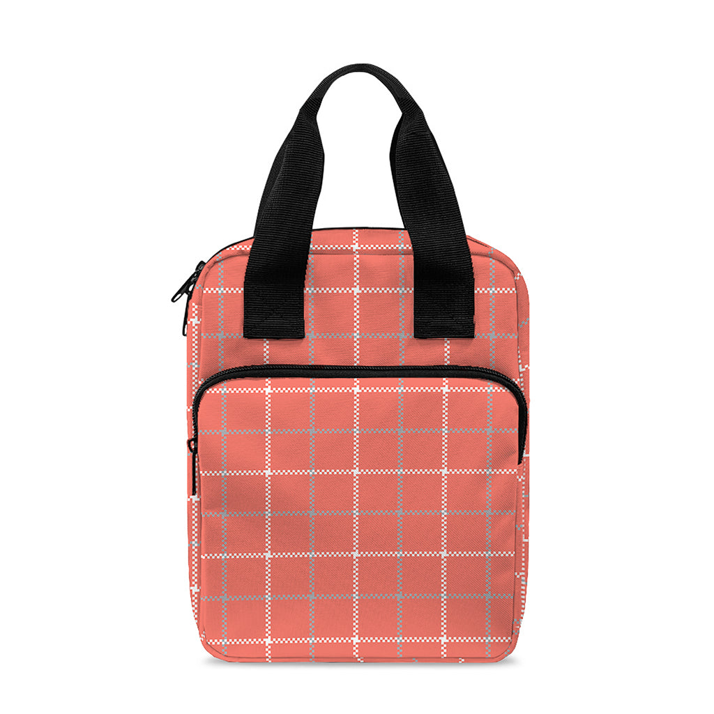 Pastel Red Tattersall Pattern Print Bible Tote Bag