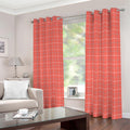 Pastel Red Tattersall Pattern Print Dimout Grommet Curtains