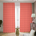Pastel Red Tattersall Pattern Print Dimout Pencil Pleat Curtains