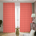 Pastel Red Tattersall Pattern Print Blackout Pencil Pleat Curtains