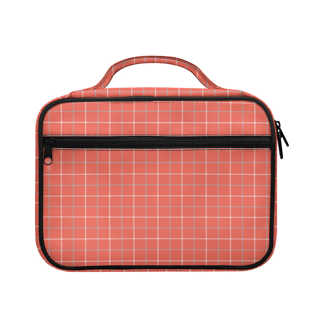 Pastel Red Tattersall Pattern Print Briefcase Bible Bag