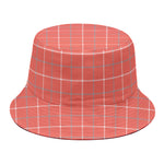 Pastel Red Tattersall Pattern Print Bucket Hat