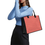 Pastel Red Tattersall Pattern Print Canvas Tote Bag