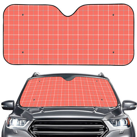 Pastel Red Tattersall Pattern Print Car Windshield Sun Shade