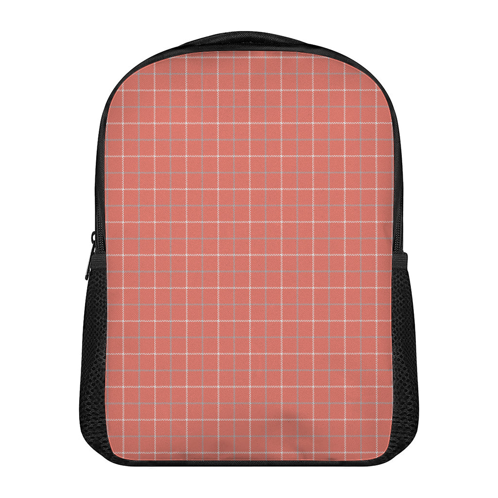 Pastel Red Tattersall Pattern Print Casual Backpack