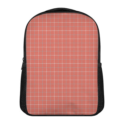 Pastel Red Tattersall Pattern Print Casual Backpack
