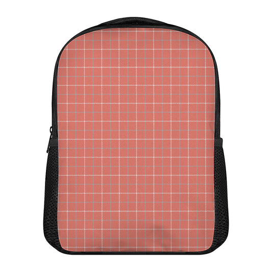 Pastel Red Tattersall Pattern Print Casual Backpack