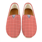 Pastel Red Tattersall Pattern Print Casual Shoes