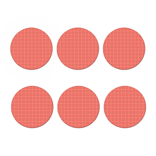 Pastel Red Tattersall Pattern Print Coaster Set
