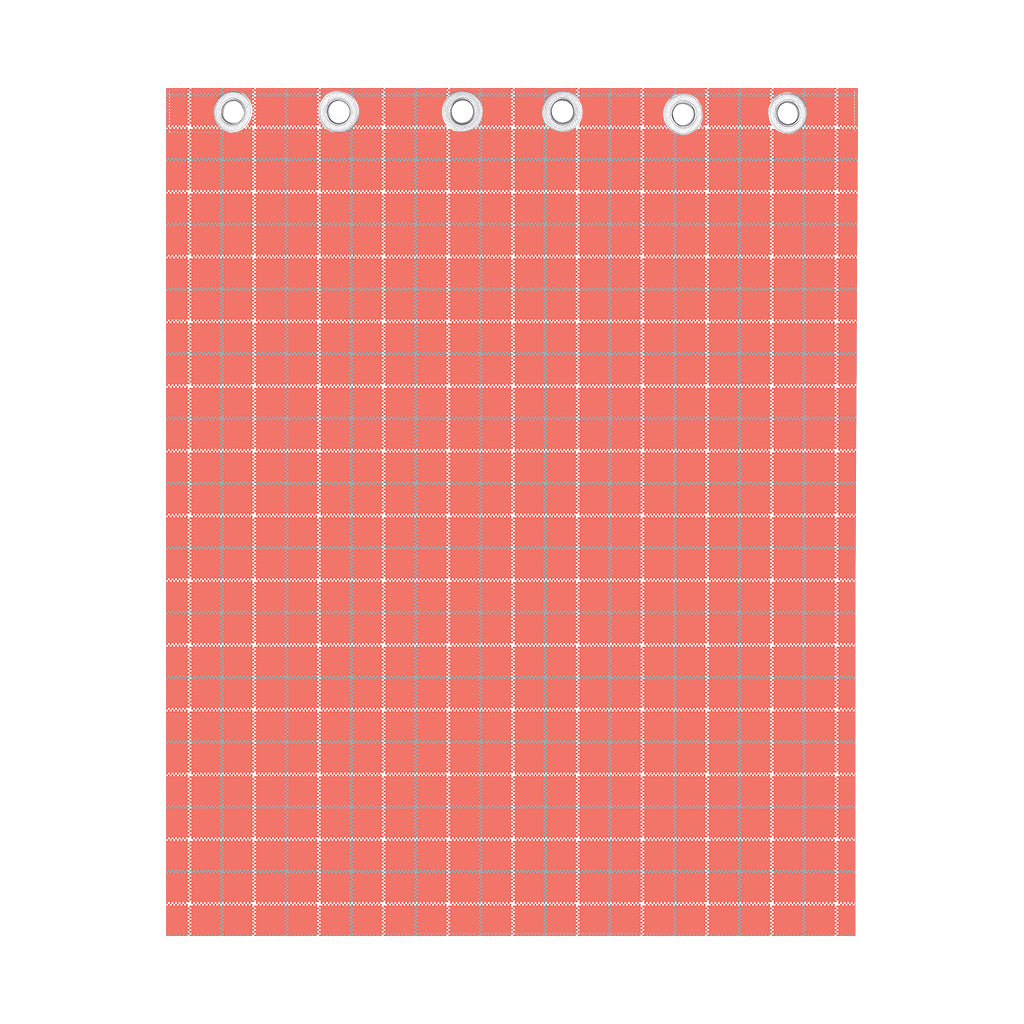 Pastel Red Tattersall Pattern Print Curtain