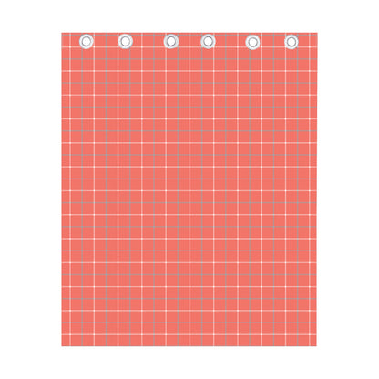 Pastel Red Tattersall Pattern Print Curtain