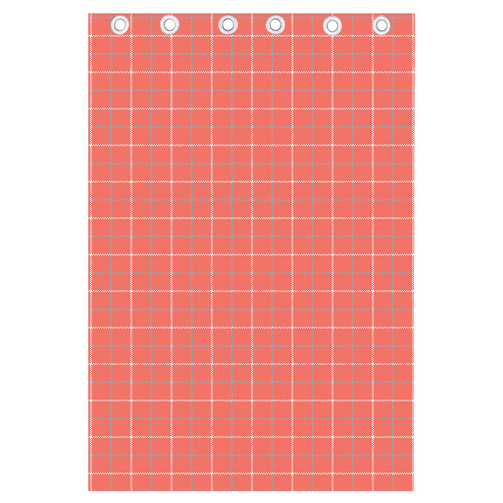 Pastel Red Tattersall Pattern Print Curtain
