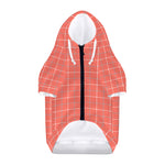 Pastel Red Tattersall Pattern Print Dog Zip Up Hoodie