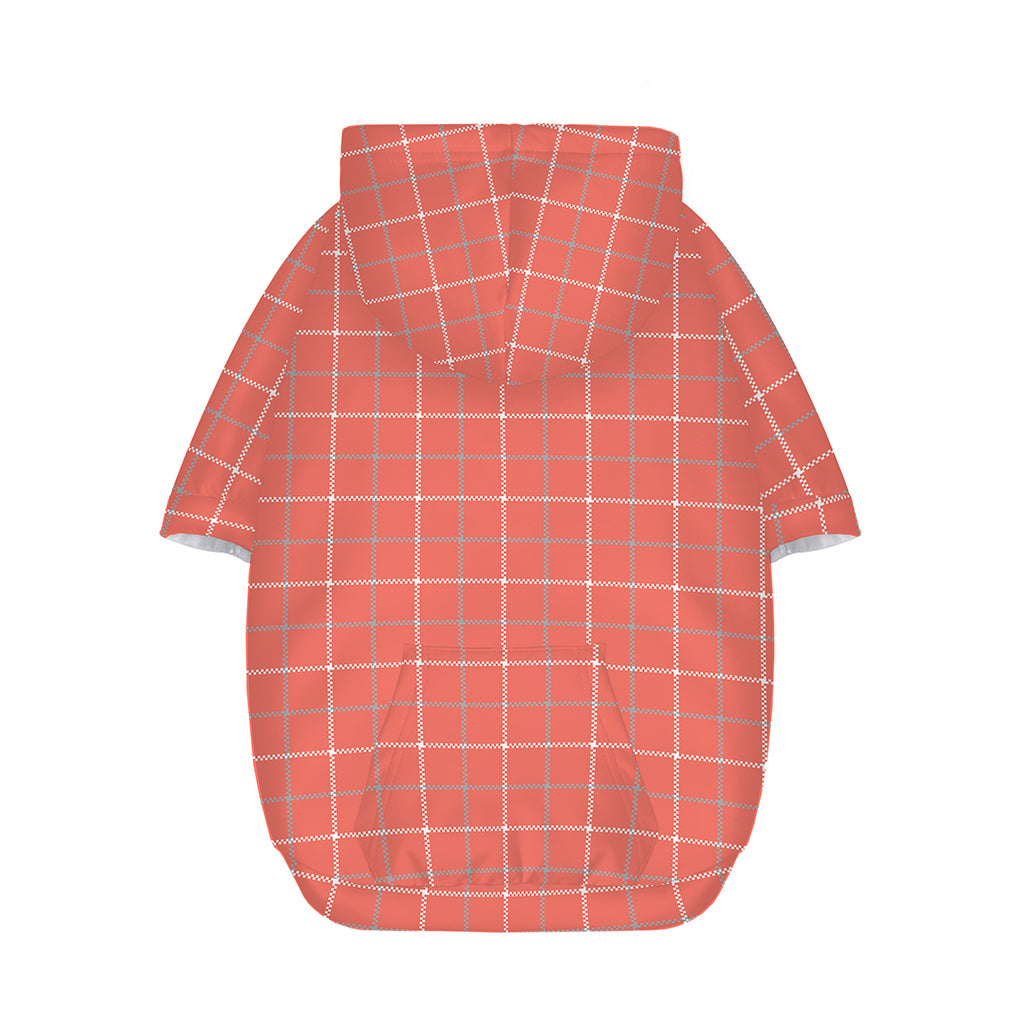 Pastel Red Tattersall Pattern Print Dog Zip Up Hoodie