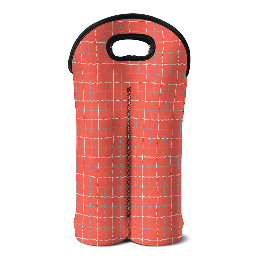 Pastel Red Tattersall Pattern Print Double Neoprene Wine Tote