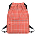 Pastel Red Tattersall Pattern Print Drawstring Backpack